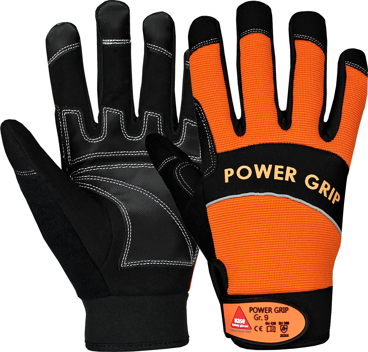 POWER GRIP schwarz/orange, 5-Fg.-Handschuhe Neoprene,