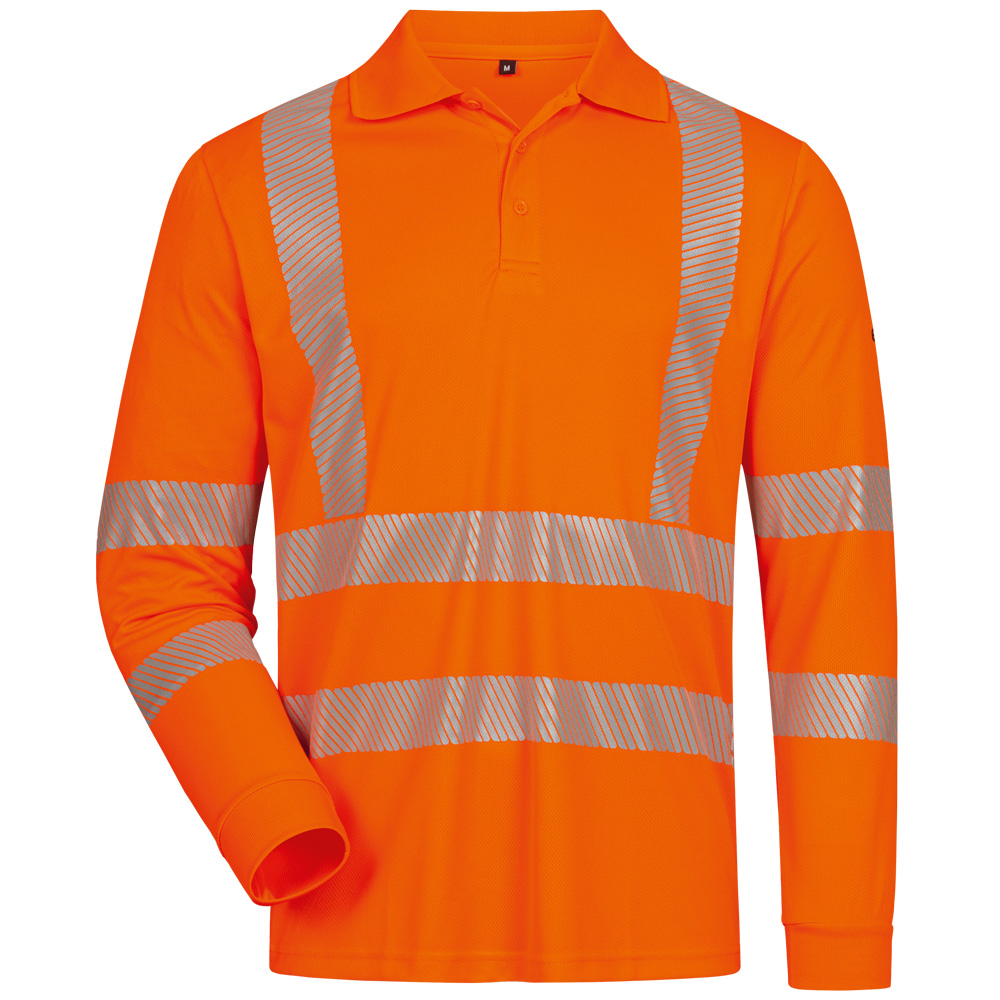 elysee Harlingen 23498 Warnschutz Polo-Shirt langarm orange mit UV-Schutz 40+