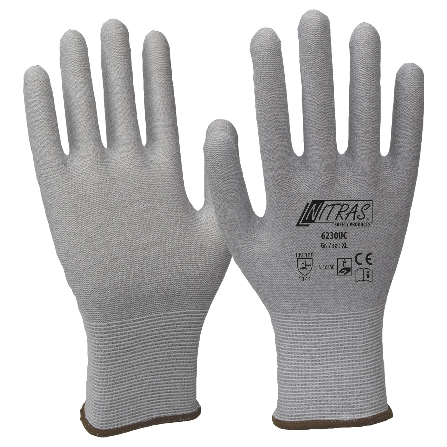 NITRAS 6230UC ESD Handschuhe, mit Nylon-Carbon-Strick, antistatisch, touchscreenfähig