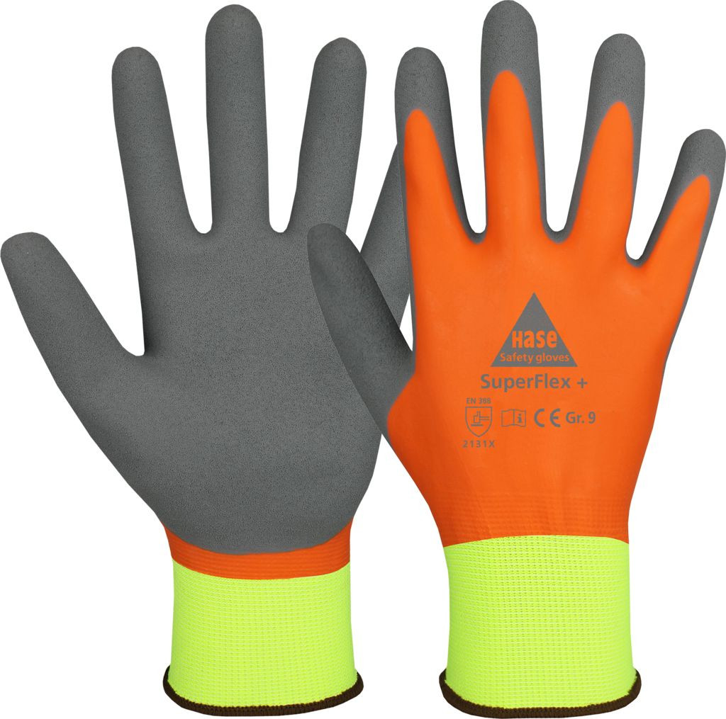 Latex-Arbeitshandschuhe "Superflex+" HaSe Safety Gloves