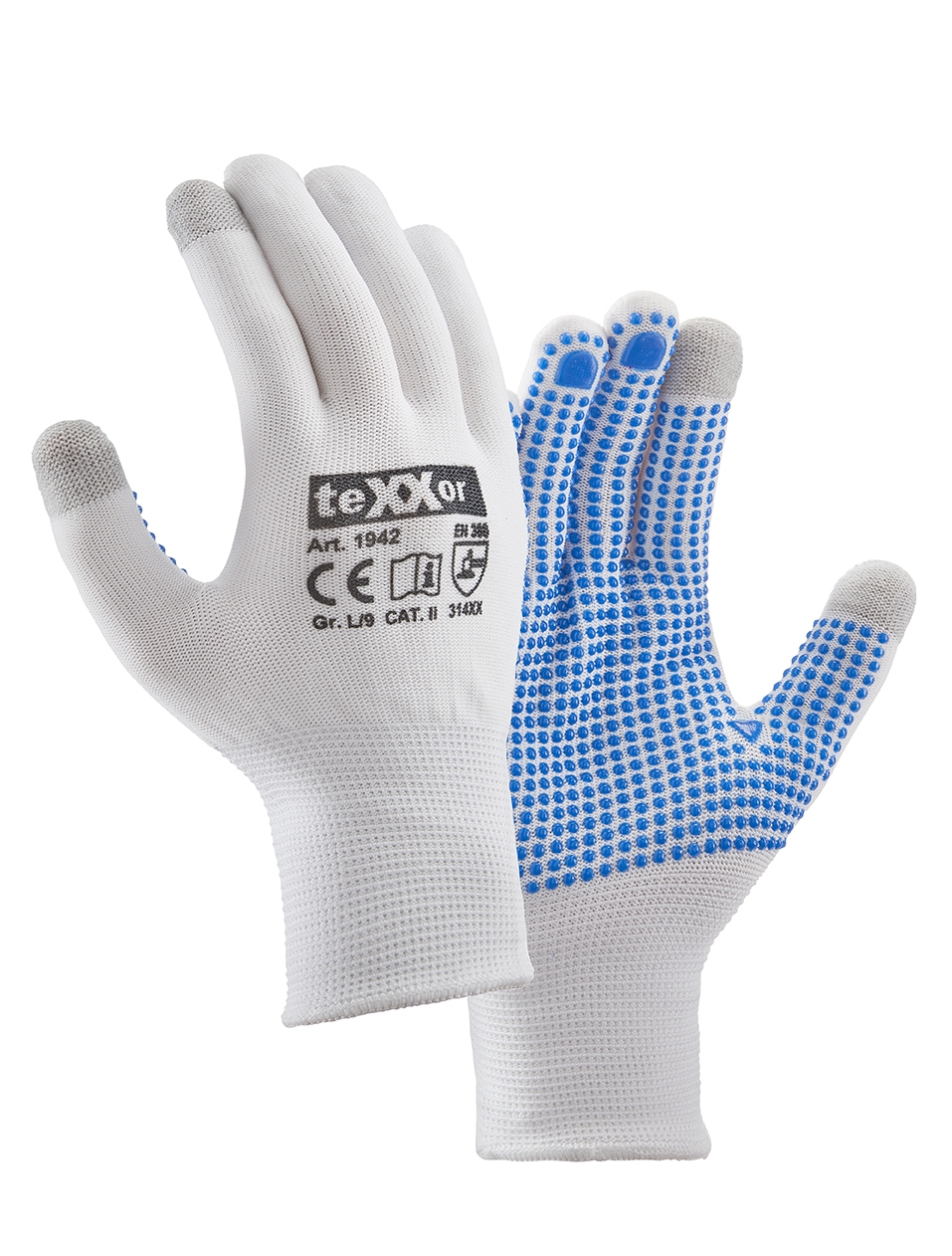 teXXor Feinstrick-Handschuhe TOUCH mit Noppen, touchscreenfähig
