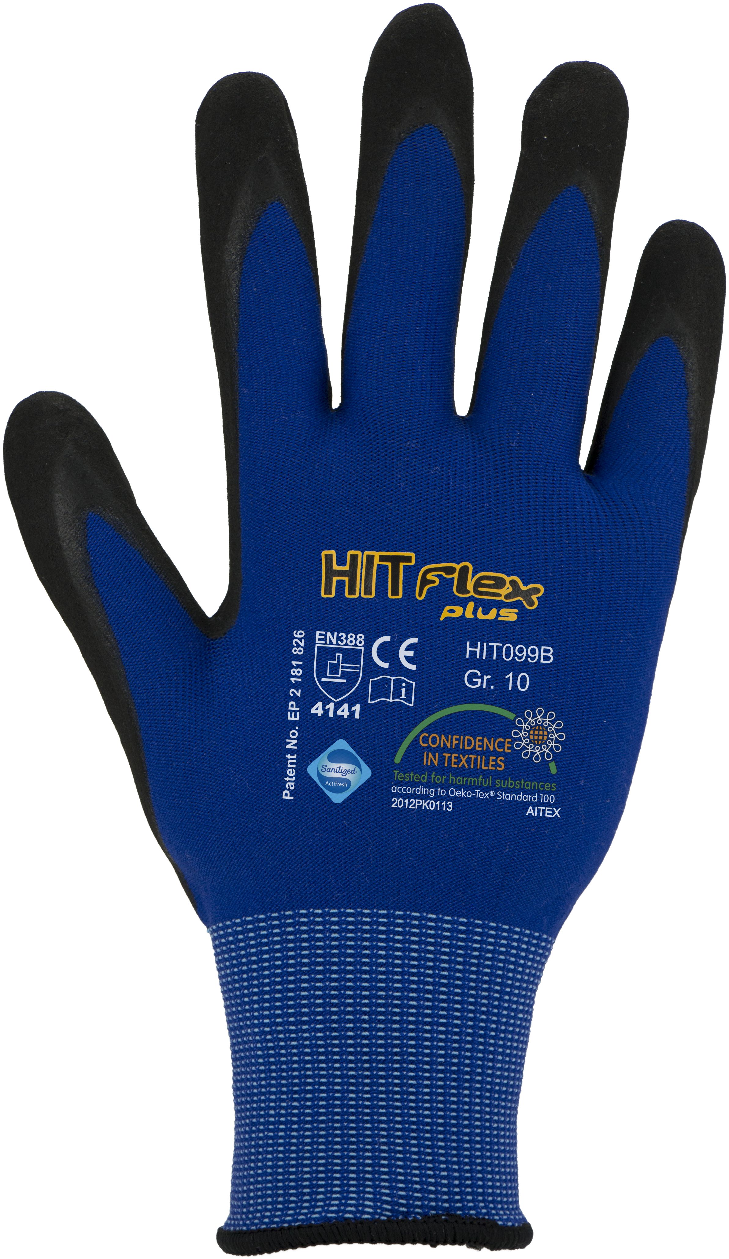 ASATEX HIT099 HITFlex Plus mit atmungsaktiver Nitril-Mikroschaumbeschichtung grau/blau