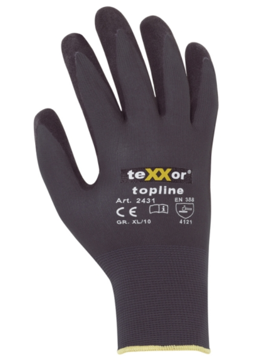 teXXor Nylonhandschuh mit Nitrilbeschichtung gesandet 2431 schwarz