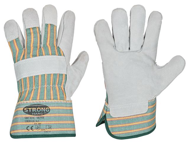 STRONGHAND HK/TOP 0116 Rindspaltleder Handschuhe mit gummierter Stulpe