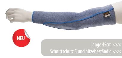TAEKI5 Spezialfaser-Armschoner, blau, 45cm Länge, V-Form