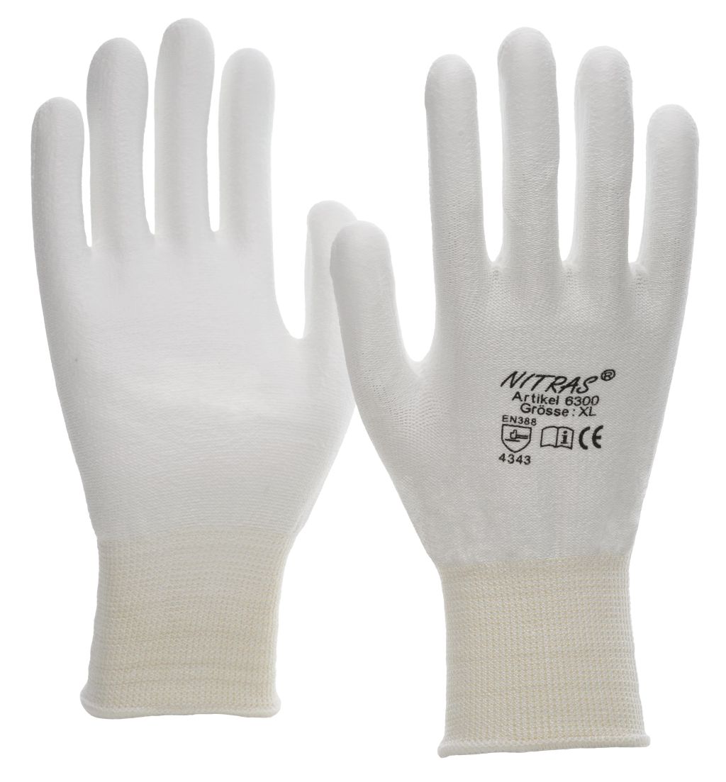 Schnittschutz-Strickhandschuhe aus Spezialfaser, weiß, weiße PU-Beschichtung