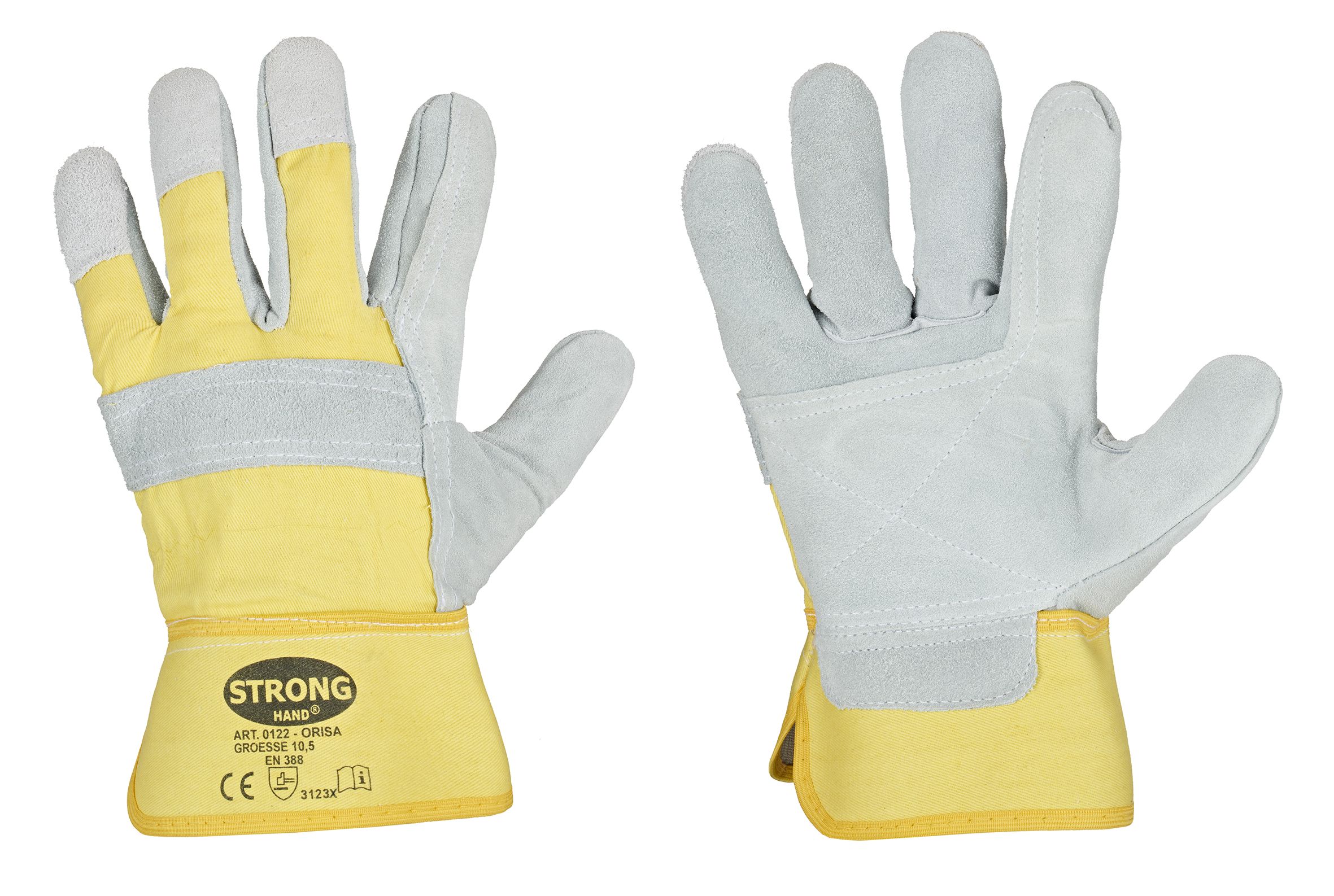 STRONGHAND Orisa 0122 Rindspaltleder-Handschuhe extra verstärkte Innenhand