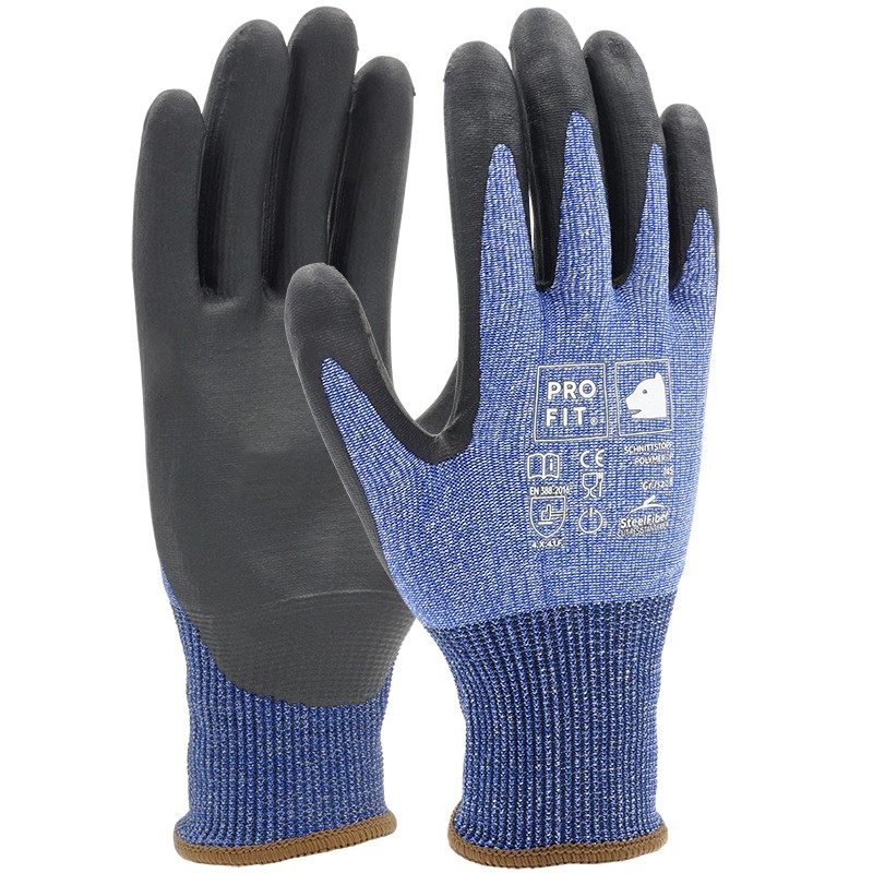 ProFit Polymer-P Schnittschutzhandschuh Level F, Steel-Fiber, blau/schwarz