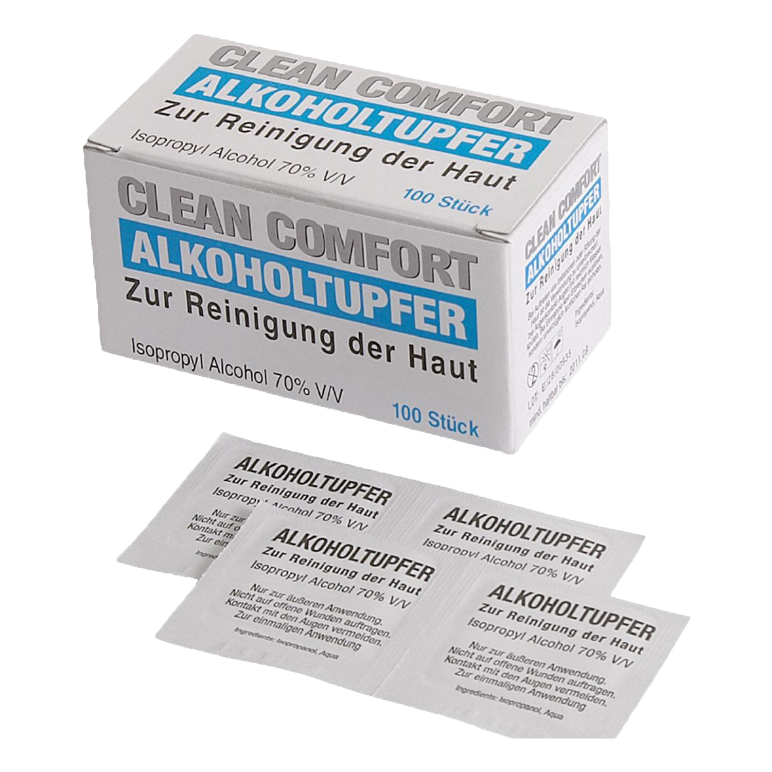 NITRAS® Medical Alkoholtupfer, 6.5 x 3 cm, fusselfrei, 100 St. je Box