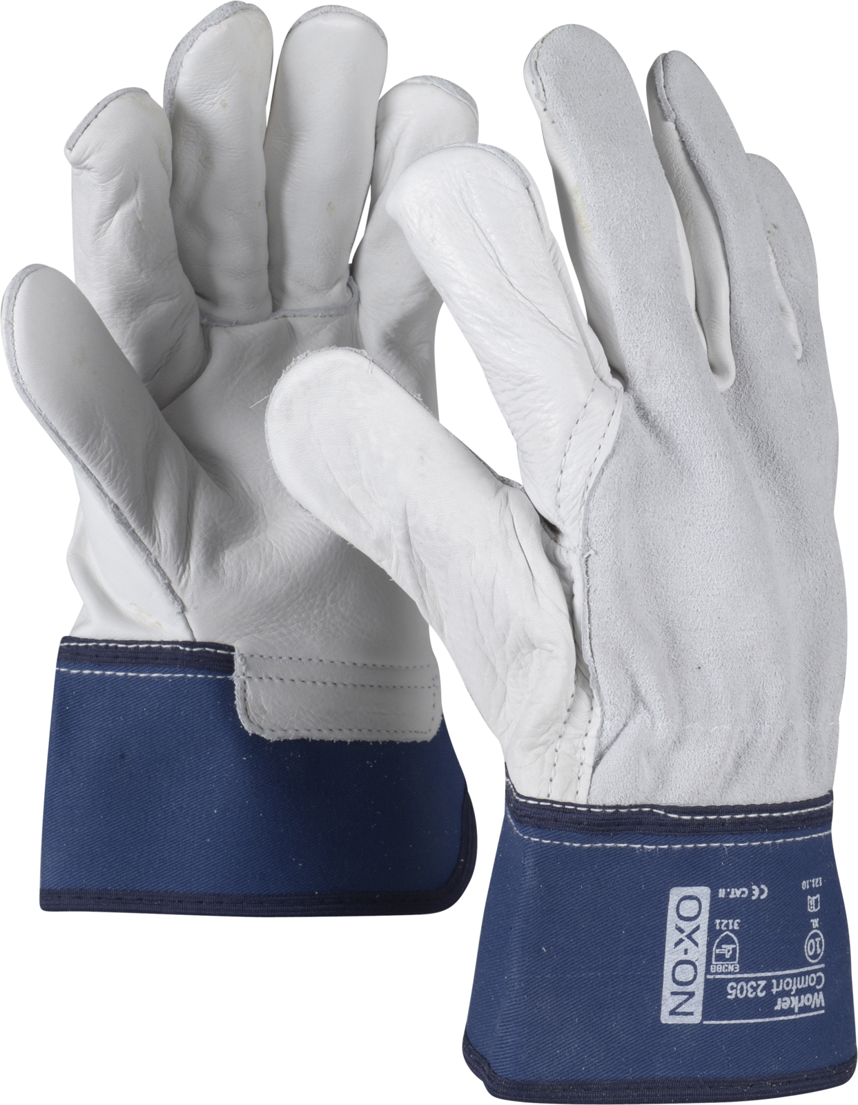 OX-ON Worker Comfort 2305 Rindvolllederhandschuh mit Spaltlederrücken und solidem Hitzeschutz