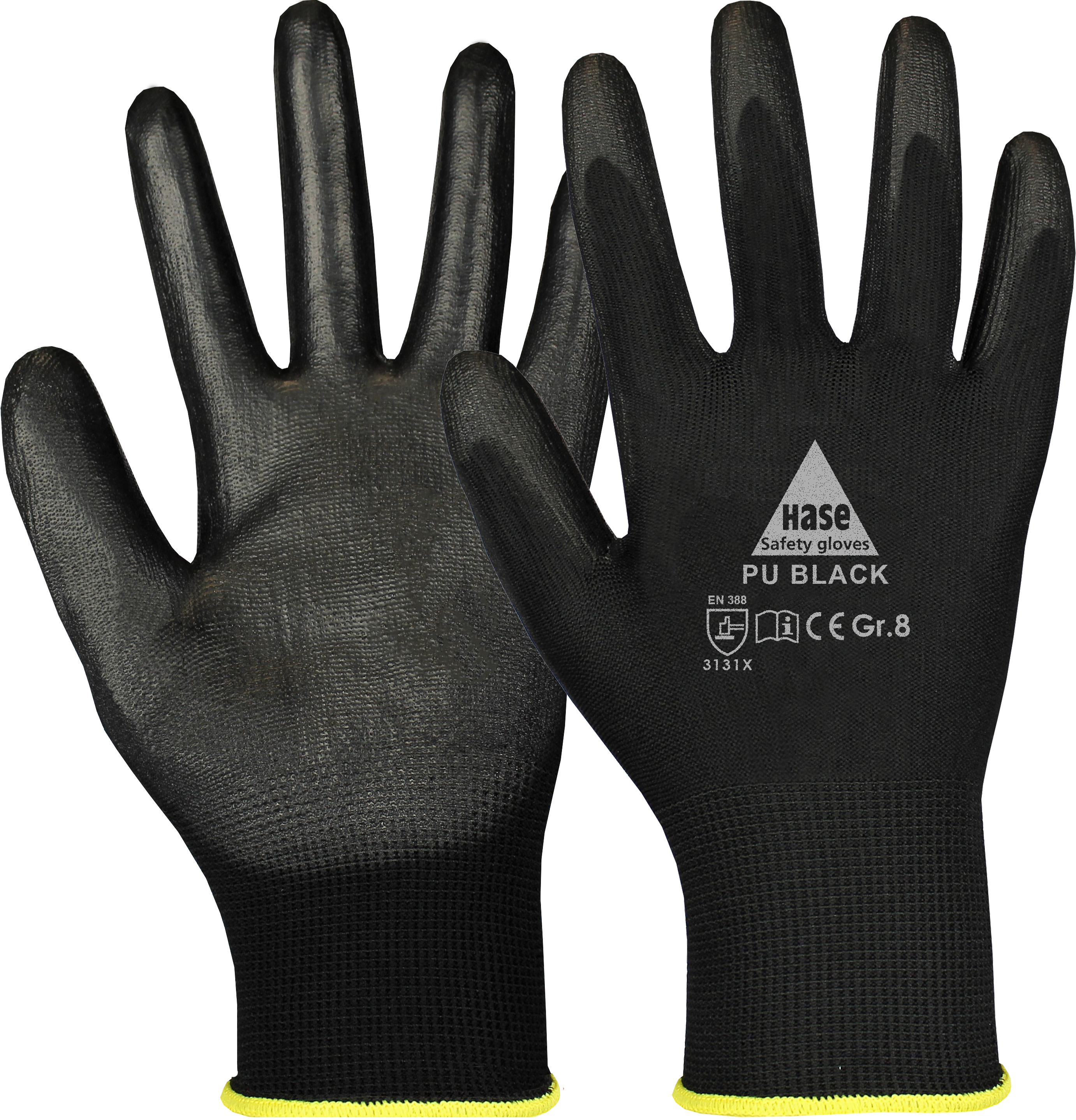 HaSe 509560 PU-BLACK Feinstrick Handschuh mit Soft-PU Beschichtung, schwarz